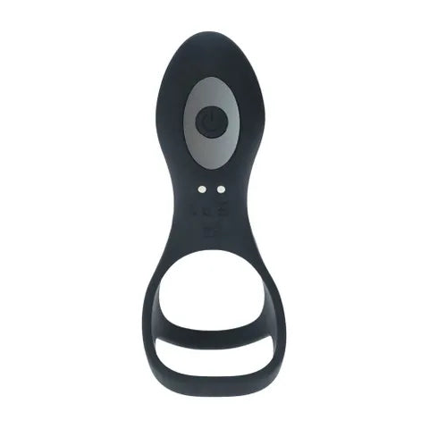 Shots Toys LEVELZ USB Rechargeable Vibrating Cock & Ball Ring With Shaft Loop Black Shots Toys