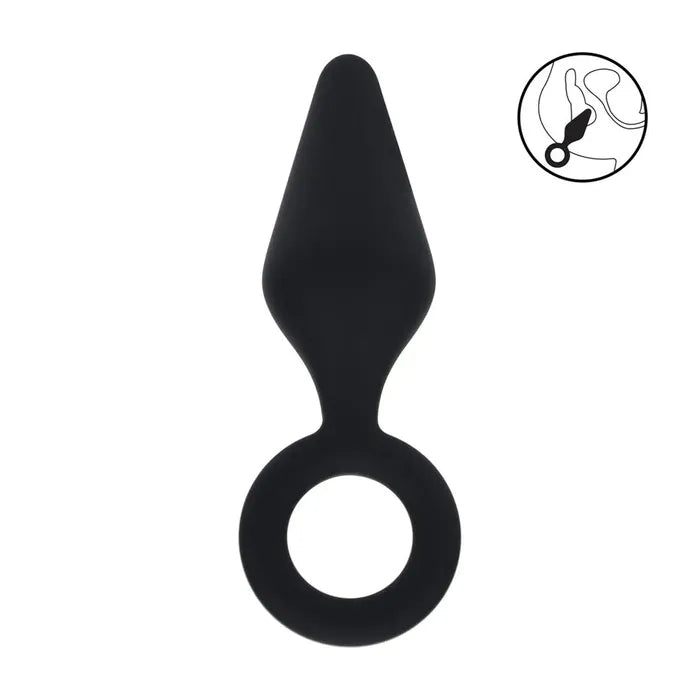 LEVELZ Silicone Anal Plug With Loop Large Black Shots Toys