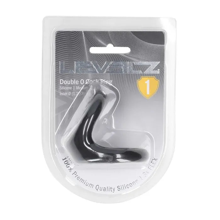 Shots Toys LEVELZ Double O Silicone Cock & Balls Rings Medium Black Shots Toys