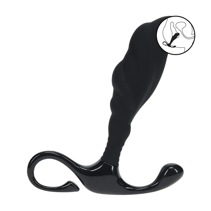 Shots Toys LEVELZ Rippled With Hard Loop Prostate Massager Medium Black Shots Toys