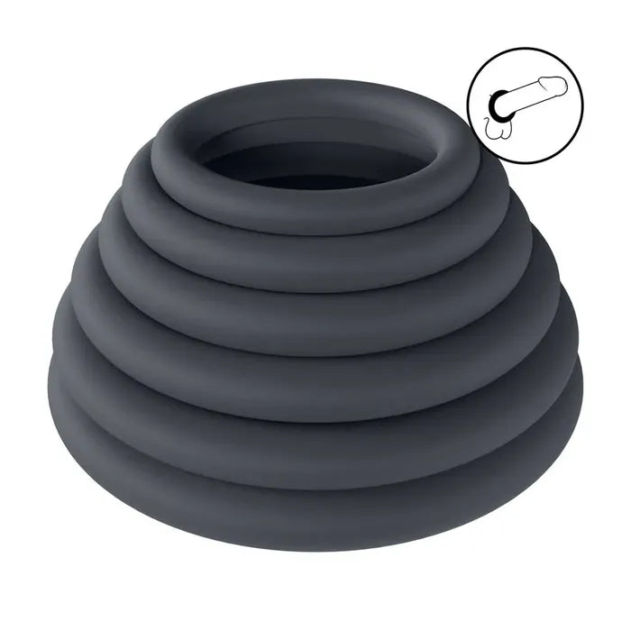 Shots Toys LEVELZ Classic Silicone Cock Ring Set Of 6 Black Shots Toys