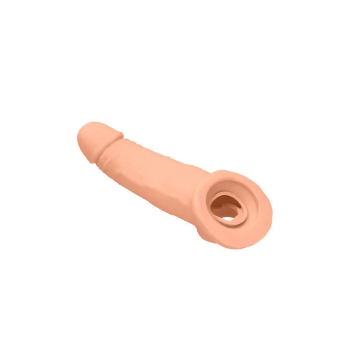 Shots Toys REALROCK Realistic Penis Extender Sleeve With Rings 9 Inch Flesh Secondary image