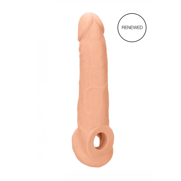 Shots Toys REALROCK Realistic Penis Extender Sleeve With Rings 9 Inch Flesh
