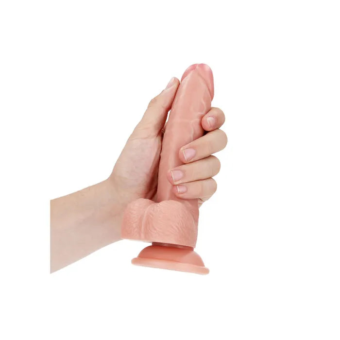 Shots Toys REALROCK Realistic Regular Curved Dong With Balls 7 Inch Flesh