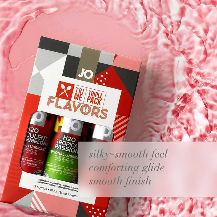 JO Tri Me Triple Pack Flavours Gift Set Strawberry Watermelon & Tropic Passion Flavoured Lubes 3 Pack Secondary image