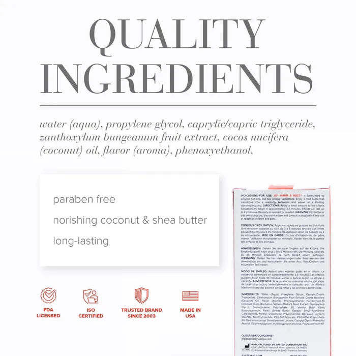 JO Warm & Buzzy Warming Clitoral Stimulation Gel 10ml Tube Secondary image