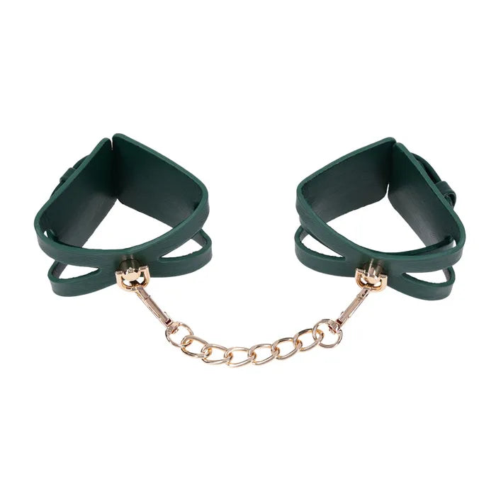 Sportsheets Sex & Mischief Indica Cutout Cuffs Restraints Green / Gold Sportsheets