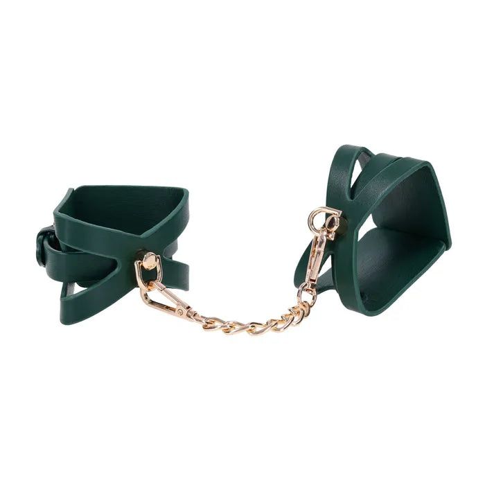 Sportsheets Sex & Mischief Indica Cutout Cuffs Restraints Green / Gold Sportsheets