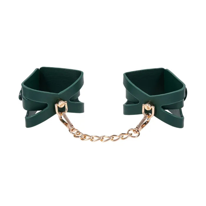 Sportsheets Sex & Mischief Indica Cutout Cuffs Restraints Green / Gold Sportsheets