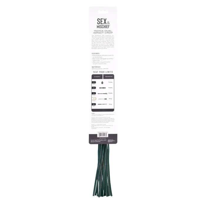 Sportsheets Sex & Mischief Indica Dual Impact Crop Whip Green Sportsheets