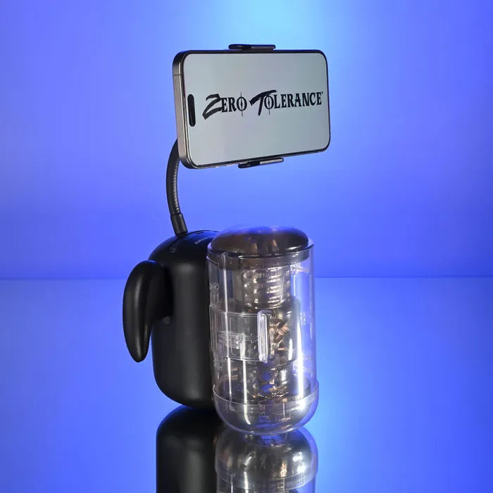 Zero Tolerance HOLD ME TIGHT USB Rechargeable Vibrating Auto Stroker With Phone Holder Black Zero Tolerance Main image