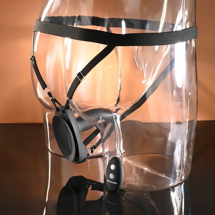 Evolved COME CLOSER USB Rechargeable Vibrating Strap On With Remote Black Evolved
