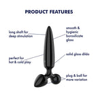 Satisfyer Triple Crystal 1 Black Glass 3 In 1 Butt Plug