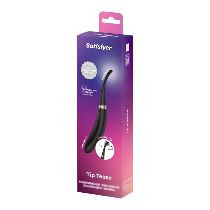Satisfyer Tip Tease Black USB Rechargeable Vibrator With Twirling Tip