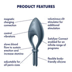 Satisfyer Bullseye Navy Vibrating Adjustable Lasso Cock Ring