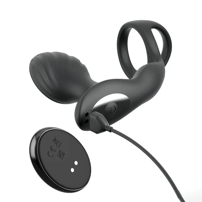 Pipedream Anal Fantasy Elite Ass Gasm Gyro Milk Pro USB Rechargeable Gyrating Butt Plug With Cock Ring Black Pipedream