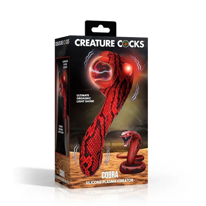 XR Brands Creature Cocks Cobra USB Rechargeable Fantasy Vibrator With Plasma Ball 18.5cm Red XR Brands