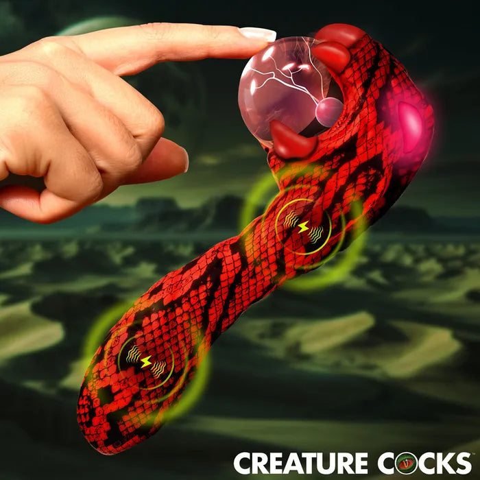 XR Brands Creature Cocks Cobra USB Rechargeable Fantasy Vibrator With Plasma Ball 18.5cm Red XR Brands