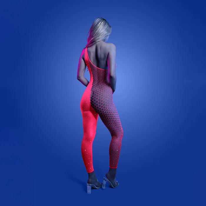 Fantasy Lingerie GLOW Hyperdrive Bodystocking Glow In Dark Pink One Size Secondary image