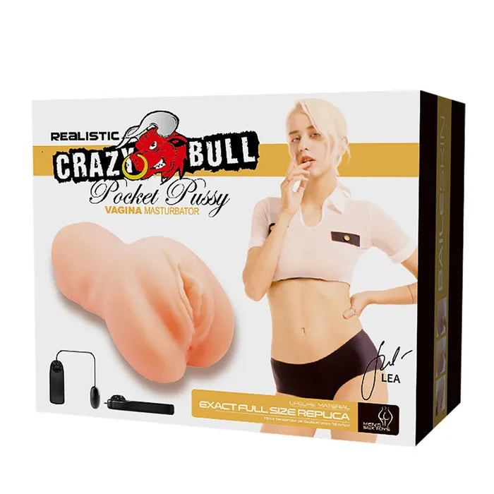 CRAZY BULL LEA Vibrating Vagina Stroker Flesh Vibrating Vagina Stroker