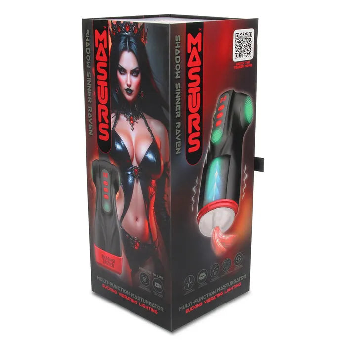 Shots Toys MASTURS Raven USB Rechargeable Vibrating & Sucking Auto Stroker With Augmented Reality