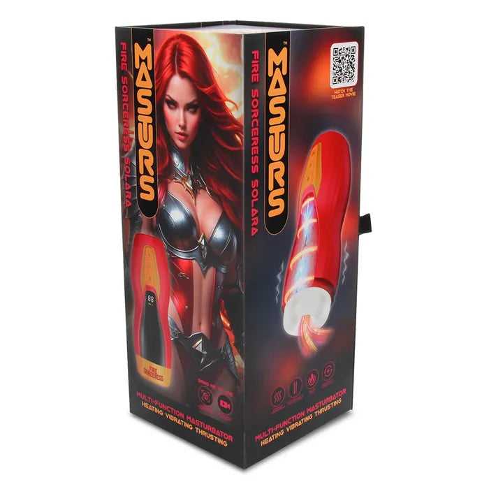 Shots Toys MASTURS Solara USB Rechargeable Vibrating Thrusting & Heating Auto Stroker With Augmented Reality