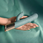 Evolved THE SHIMMY USB Rechargeable Thrusting Rabbit Vibrator Green