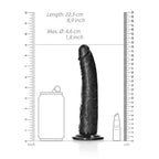 Shots Toys REALROCK Realistic Slim Dildo With Suction Cup 8 Inch Black