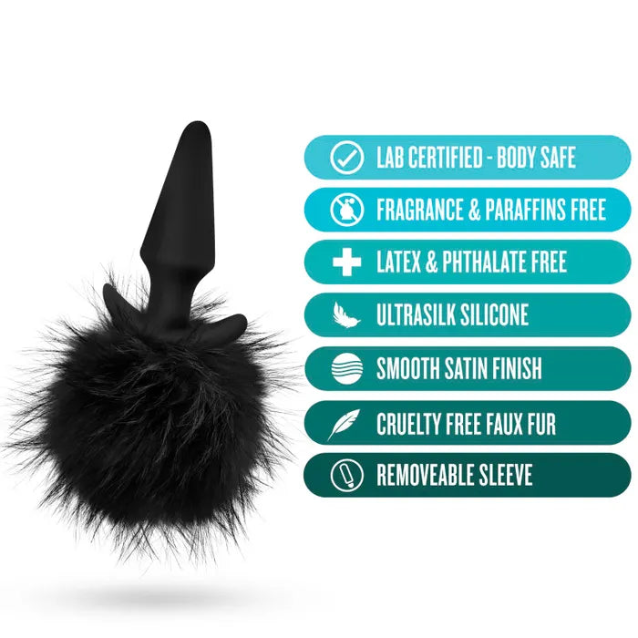 Blush Novelties Anal Adventures Platinum Rabbit Tail 10cm Butt Plug With Bunny Tail Blush Novelties