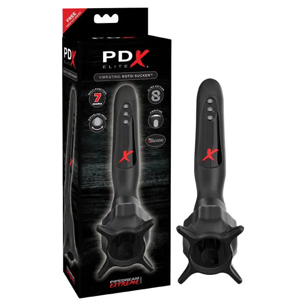 Pipedream PDX Elite Vibrating Roto Sucker Vibrating Head Masturbator Black Pipedream Main image