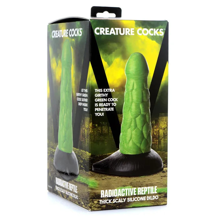XR Brands Creature Cocks Radioactive Reptile Thick Scaly Silicone Dildo 19cm Green XR Brands Main image