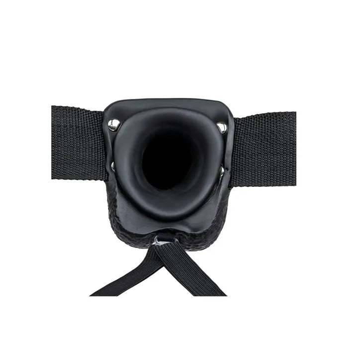REALROCK Vibrating Hollow Strapon + Balls - 23cm Black - Black 23 cm Vibrating Hollow Strap-On Shots Toys