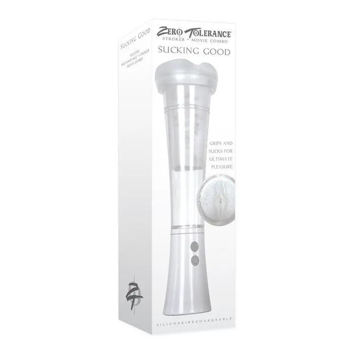 Zero Tolerance Sucking Good USB Rechargeable Vibrating Masturbator White Zero Tolerance