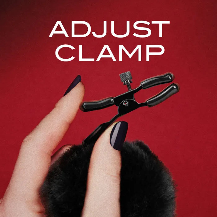Blush Novelties Noir Pom Adjustable Furry Nipple Clamps Secondary image