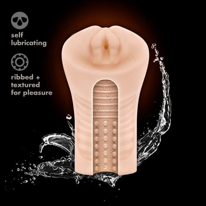 Blush Novelties M Elite Soft & Wet Annabella Vibrating Vagina Stroker Flesh Blush Novelties