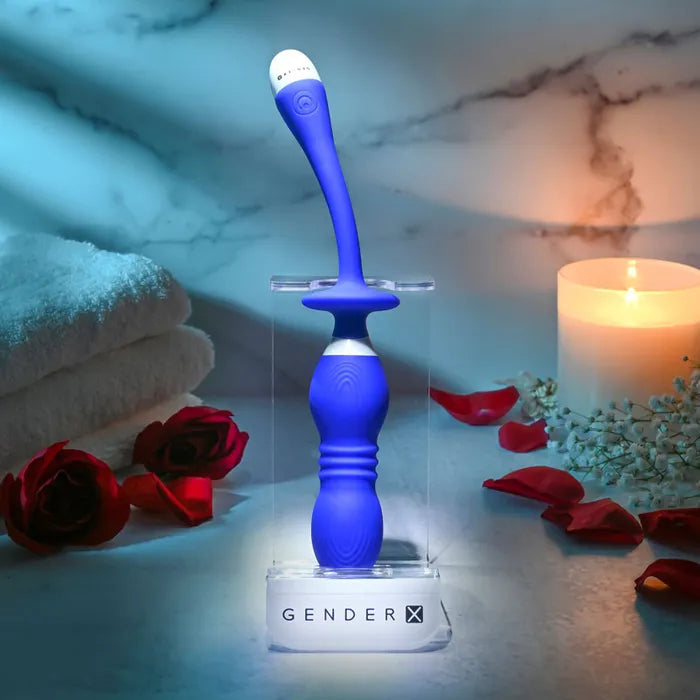 Gender X PLAY BALL USB Rechargeable Thrusting & Vibrating Orbs 25cm Blue Gender X