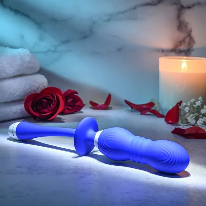 Gender X PLAY BALL USB Rechargeable Thrusting & Vibrating Orbs 25cm Blue Gender X