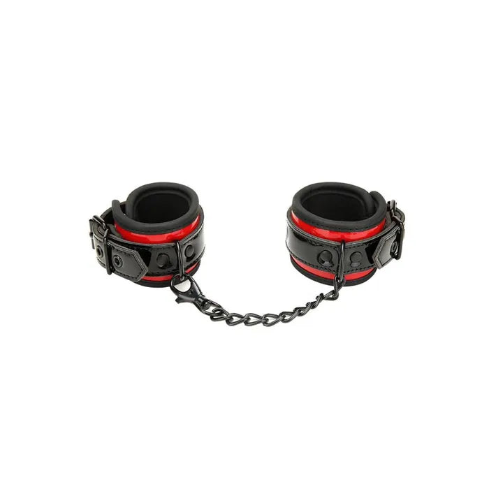 WhipSmart Heartbreaker Deluxe Buckle Love Cuffs Restraints Black / Red Secondary image