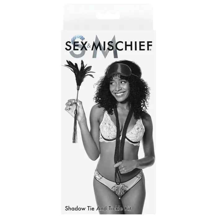 Sex & Mischief Shadow Tie & Tickle Kit Beginners Bondage Kit Black Sportsheets