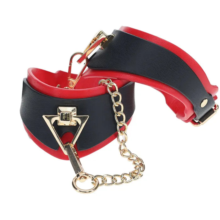 OUCH! Milan Collection Leg Cuffs Restraints Black / Red Shots Toys