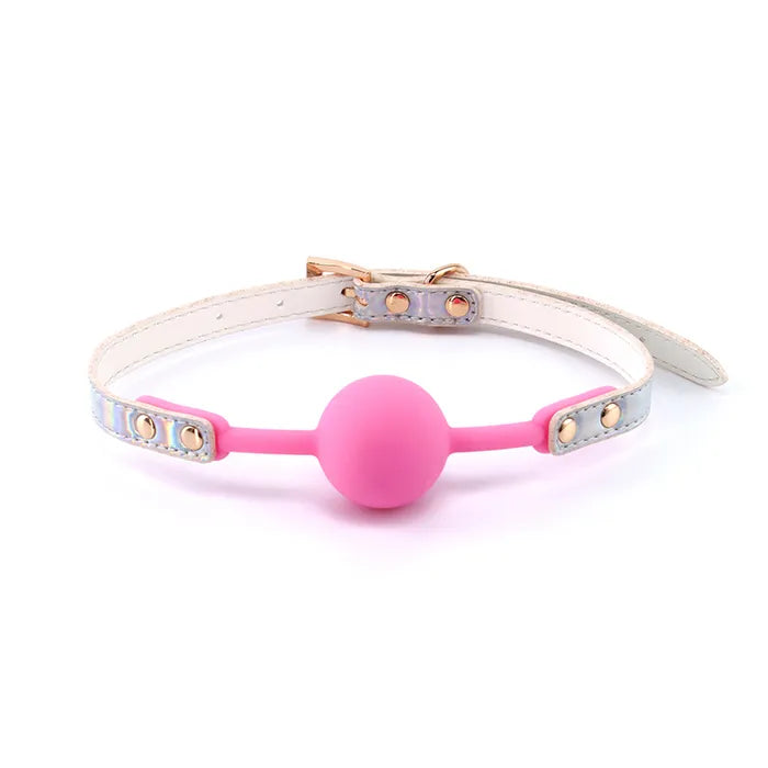 Cosmo Bondage Ball Gag Mouth Restraint Metallic Rainbow / Pink Secondary image