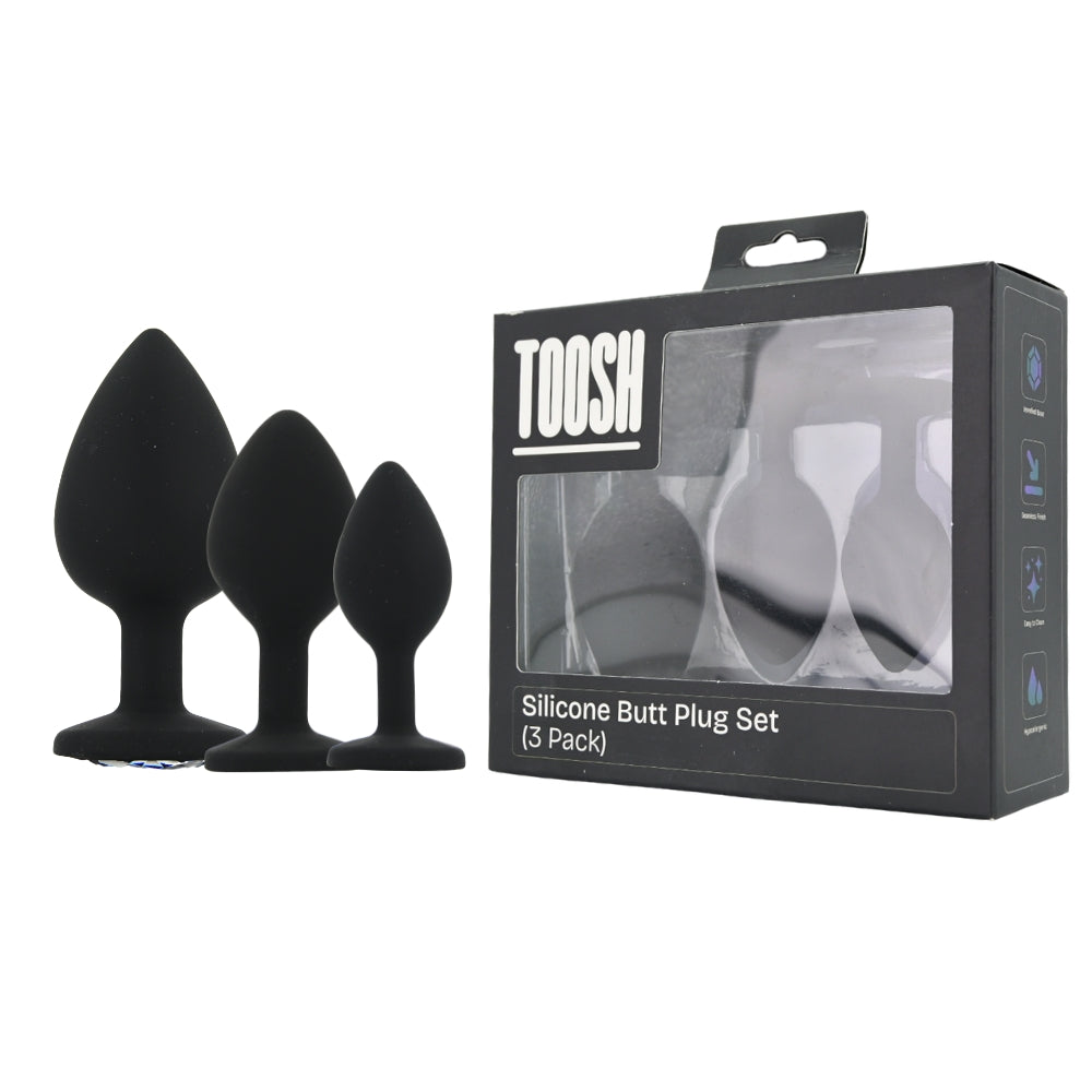 Toosh Silicone Butt Plug Set Of 3 Clear Stone Main image